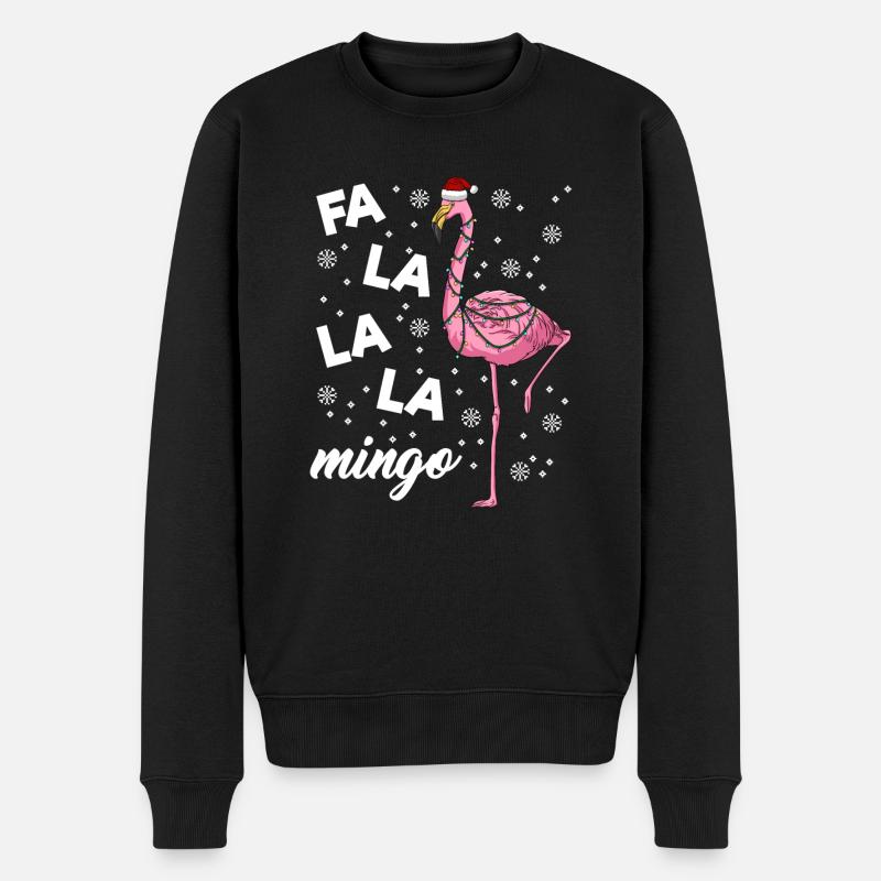 Falalalamingo Flamingo Weihnachtslichter Flamingo - Männer Premium Bio Pullover - Schwarz