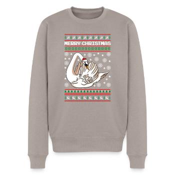 Cygne Moche Noël - Pull Premium bio Homme - taupe - Devant - Nico (187cm)
