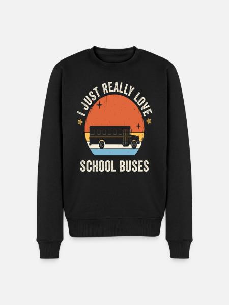 I Just Really Love School Buses Retro Vintage - Men's Premium Organic Jumper - black