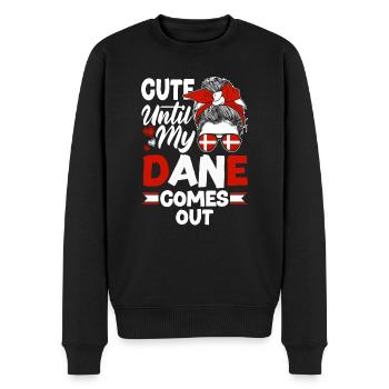 Danmark Dannebrog sød indtil min dansker kommer ud - Økologisk premium-sweatshirt til mænd - sort - Foran - Nico (187cm)