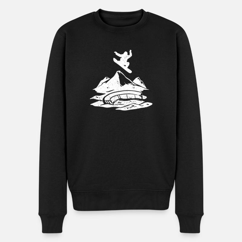 Cooler Wintersport Berg Snowboarden Skifahren Snow - Männer Premium Bio Pullover - Schwarz