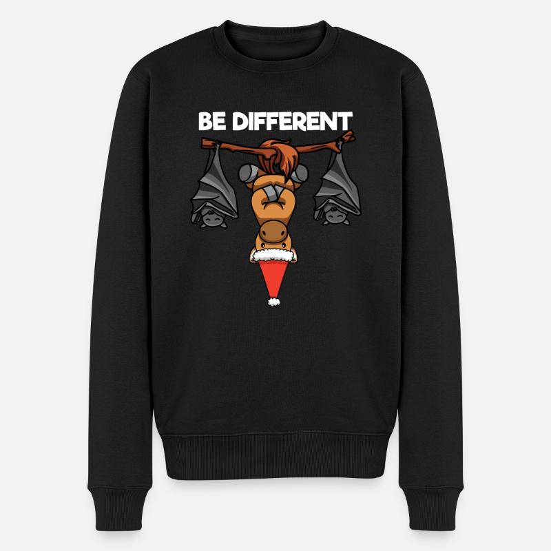 Be Different Pony Fledermaus Weihnachtsmann - Männer Premium Bio Pullover - Schwarz