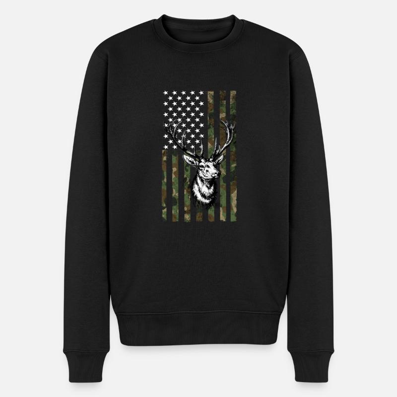 Deer Flag Amérique - Pull Premium bio Homme - noir
