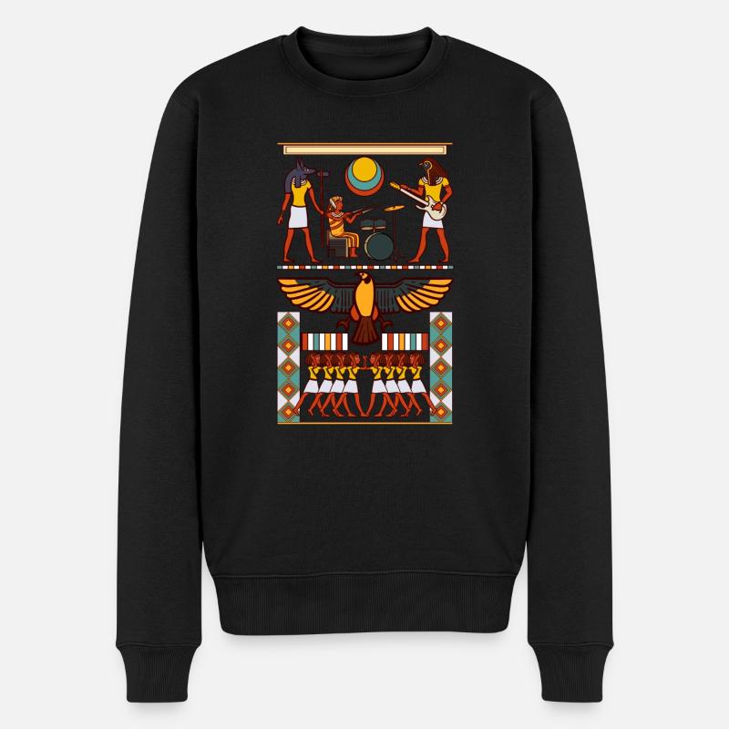 Egypte Hiéroglyphes Pyramide Musique Rock Guitare - Pull Premium bio Homme - noir
