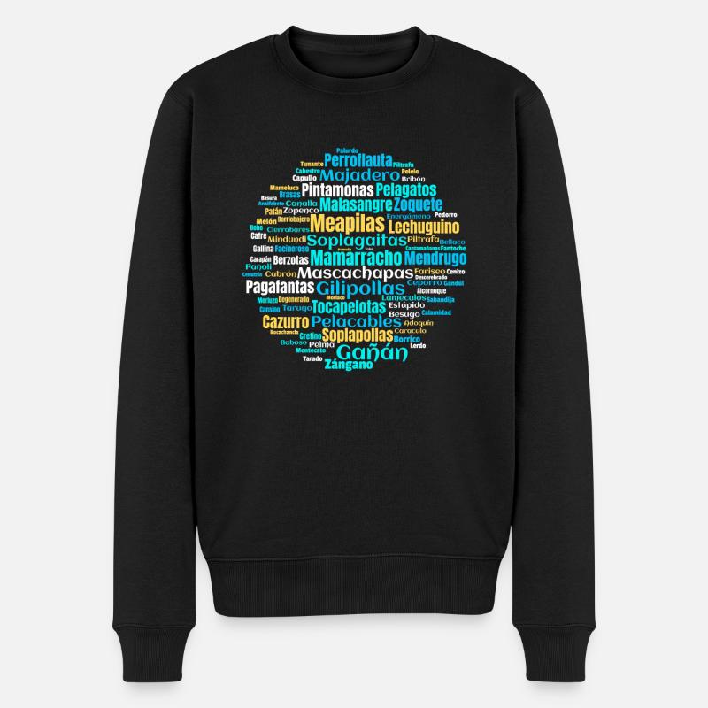 Beleidigungen im kastilischen Spanisch - Männer Premium Bio Pullover - Schwarz