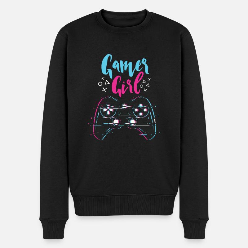 Gamer Mädchen - Männer Premium Bio Pullover - Schwarz