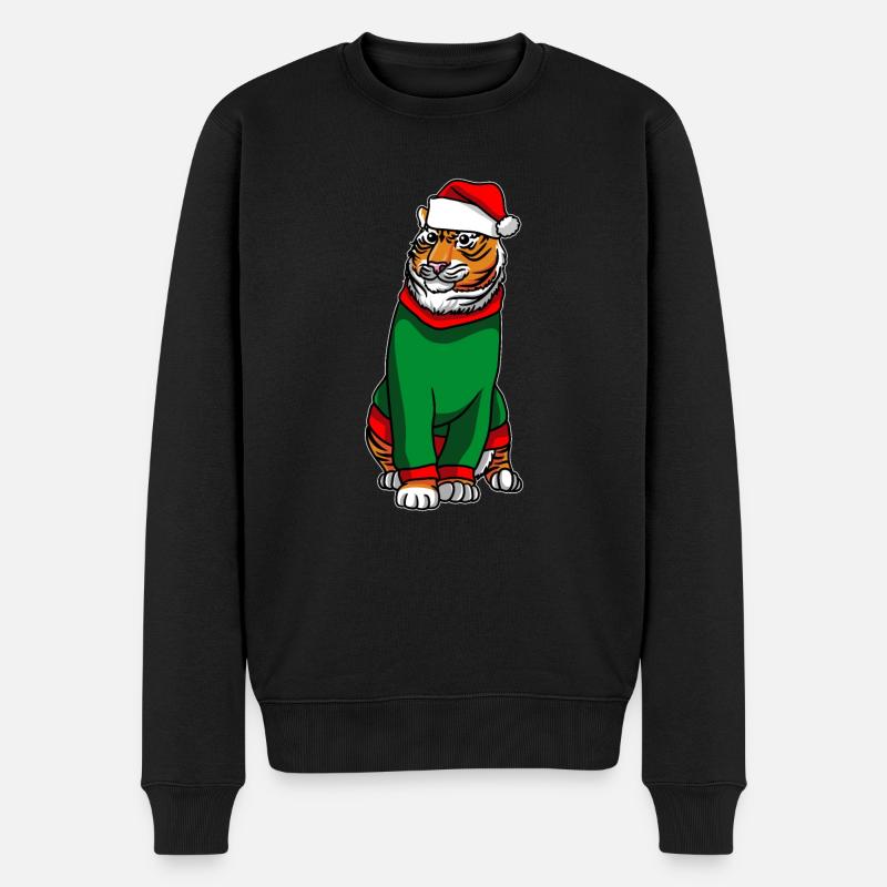 Tigre en costume de Noël - Pull Premium bio Homme - noir