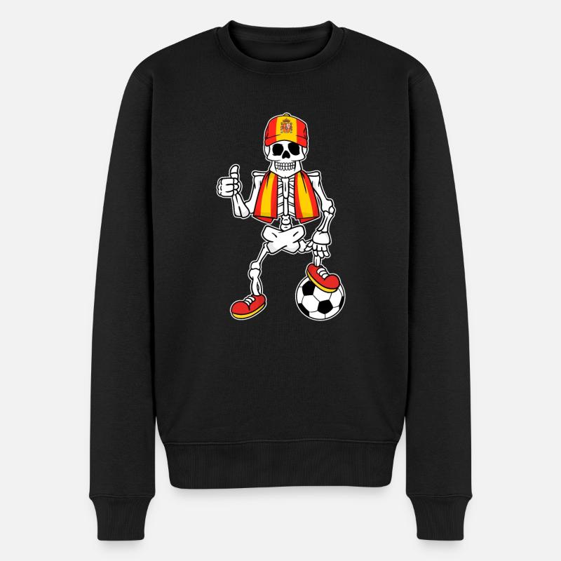 Skeleton Fußballfan Spanien - Männer Premium Bio Pullover - Schwarz