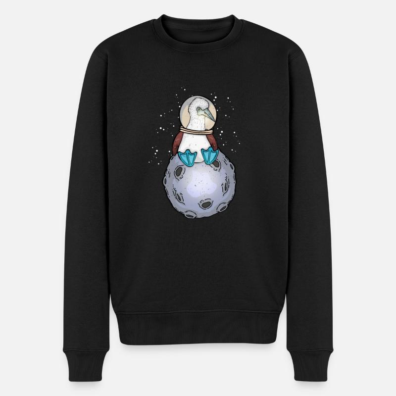 Astronaut Mond Weltall Geschenk Blaufußtölpel - Männer Premium Bio Pullover - Schwarz