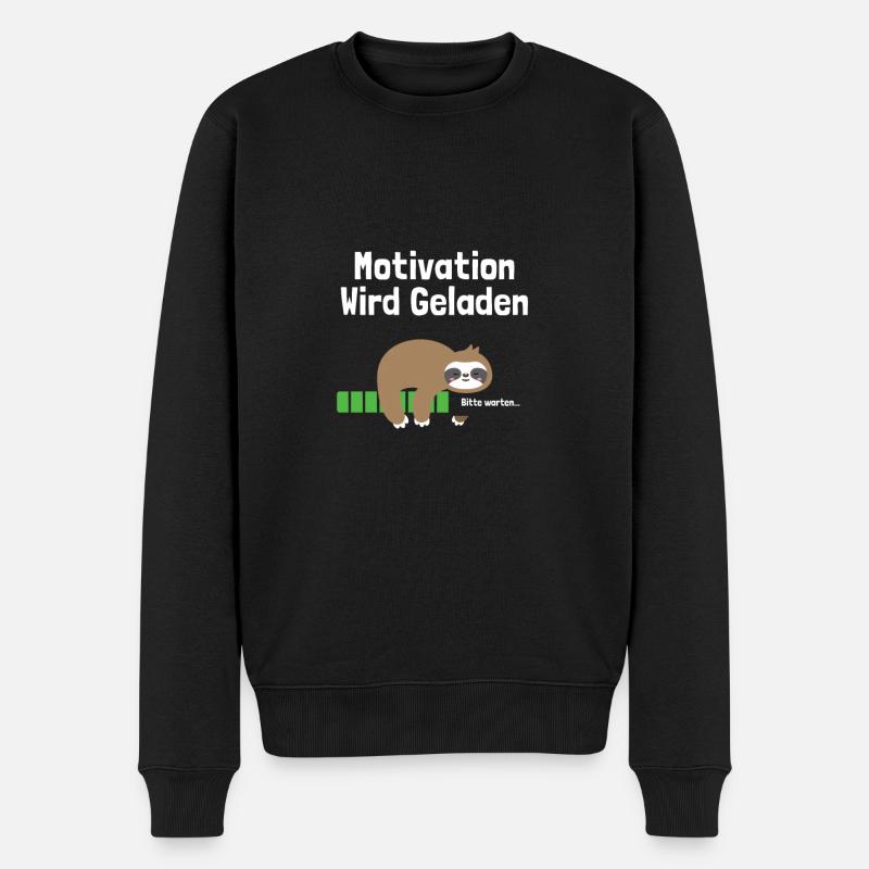 Motivation Wird Geladen Faultier Lustig - Männer Premium Bio Pullover - Schwarz
