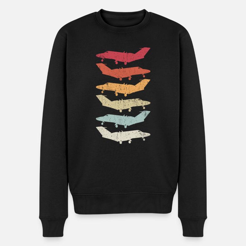 Retro Fliegen Vintage Flugzeug Pilot Geschenk - Männer Premium Bio Pullover - Schwarz