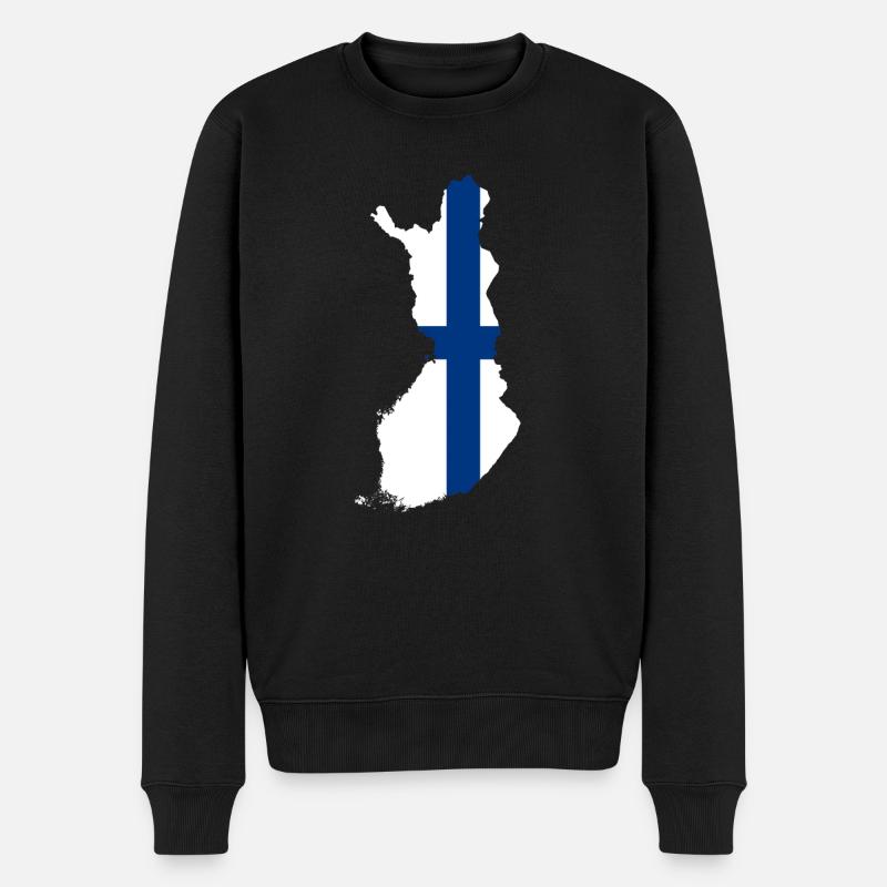 Finnland Flagge Land Umriss Form - Männer Premium Bio Pullover - Schwarz