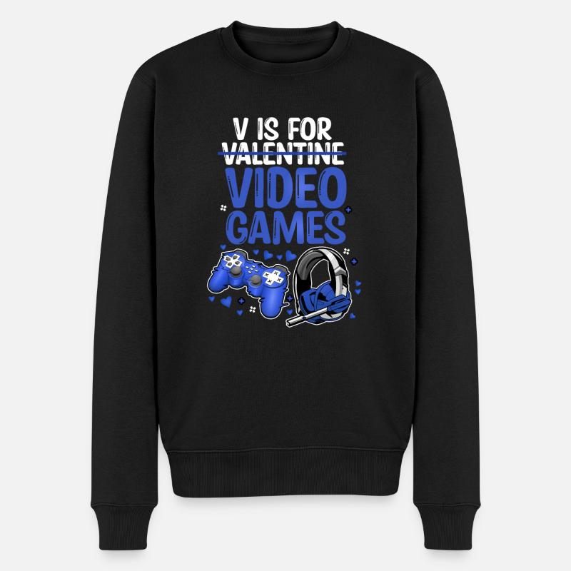 V Is For Video Games - Männer Premium Bio Pullover - Schwarz