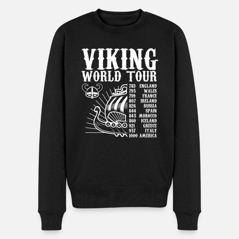 viking world tour viking ship Design - Männer Premium Bio Pullover - Schwarz