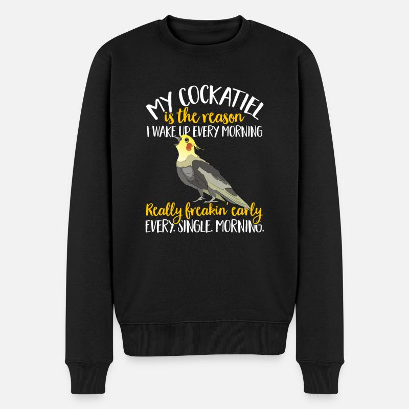 Nymphensittich Kakadu Papagei Vogel Geschenk - Männer Premium Bio Pullover - Schwarz