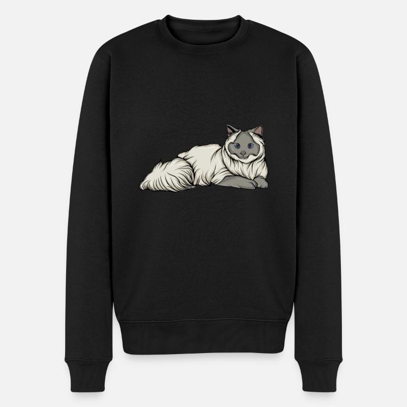 Katze - Männer Premium Bio Pullover - Schwarz