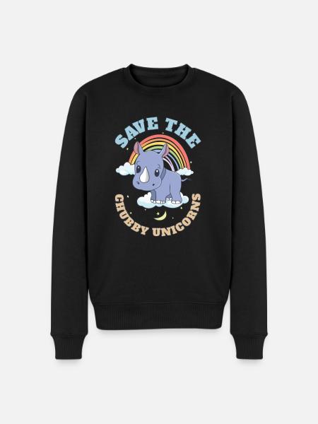 Salva a los regordetes Unicornios lindos rinocerontes - Sudadera ecológica prémium para hombre - negro