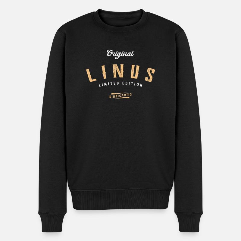 Linus Limited Edition - Männer Premium Bio Pullover - Schwarz