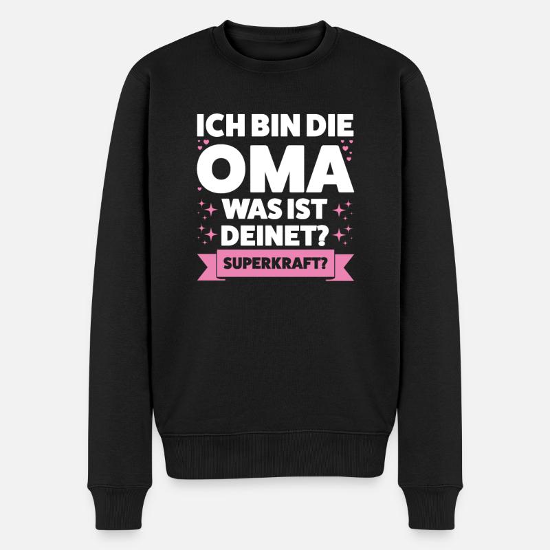 Oma Großmutter Enkelkind Geschenk - Männer Premium Bio Pullover - Schwarz