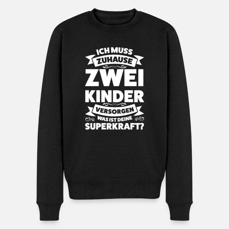 Eltern 2 Kinder Mama von 2 Kindern Geschenk - Männer Premium Bio Pullover - Schwarz
