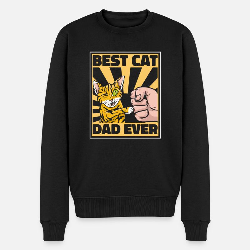 Katze Katzenpapa - Männer Premium Bio Pullover - Schwarz