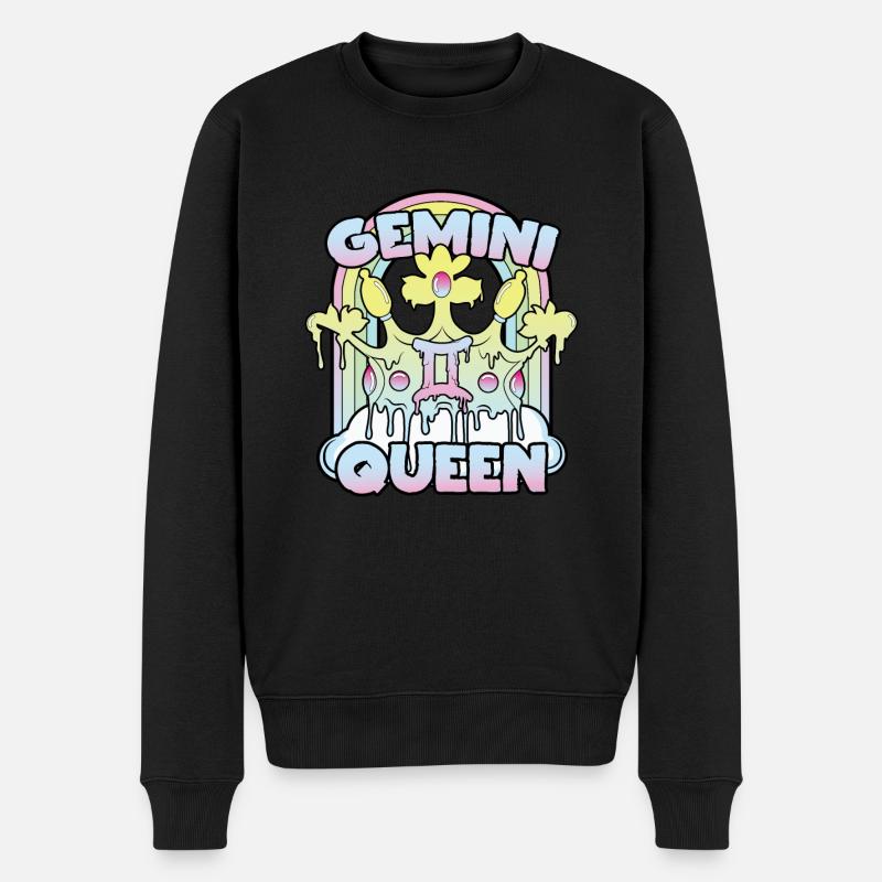 Zwillinge Queen - Männer Premium Bio Pullover - Schwarz
