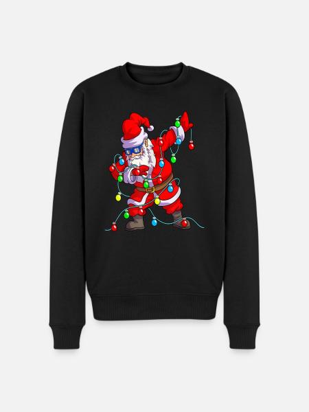 Julelys dupper julemanden - Økologisk premium-sweatshirt til mænd - sort