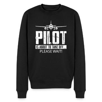 Pilot Pilot Flugzeug Geschenk - Männer Premium Bio Pullover - Schwarz - Vorne - Nico (187cm)