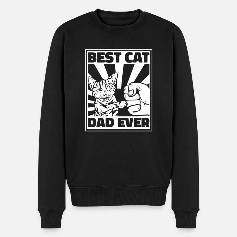 Katze Katzenpapa - Männer Premium Bio Pullover - Schwarz