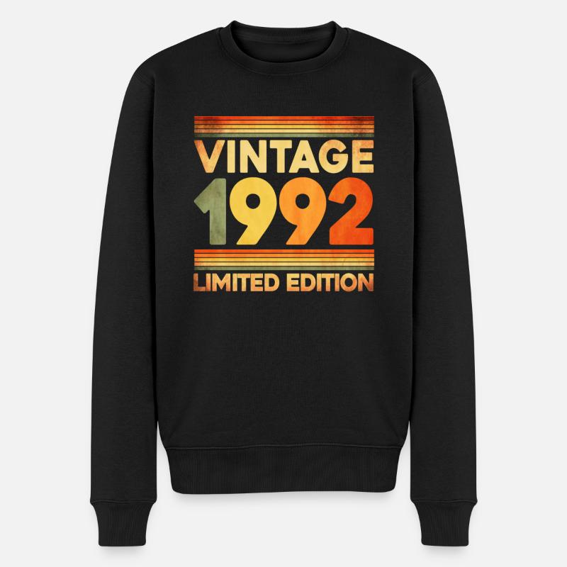 Vintage 1992 Limited Edition - Männer Premium Bio Pullover - Schwarz