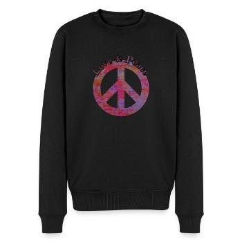 Love Peace 60s 70s Hippie Costume Love Peace - Men's Premium Organic Jumper - black - Front - Nico (187cm)
