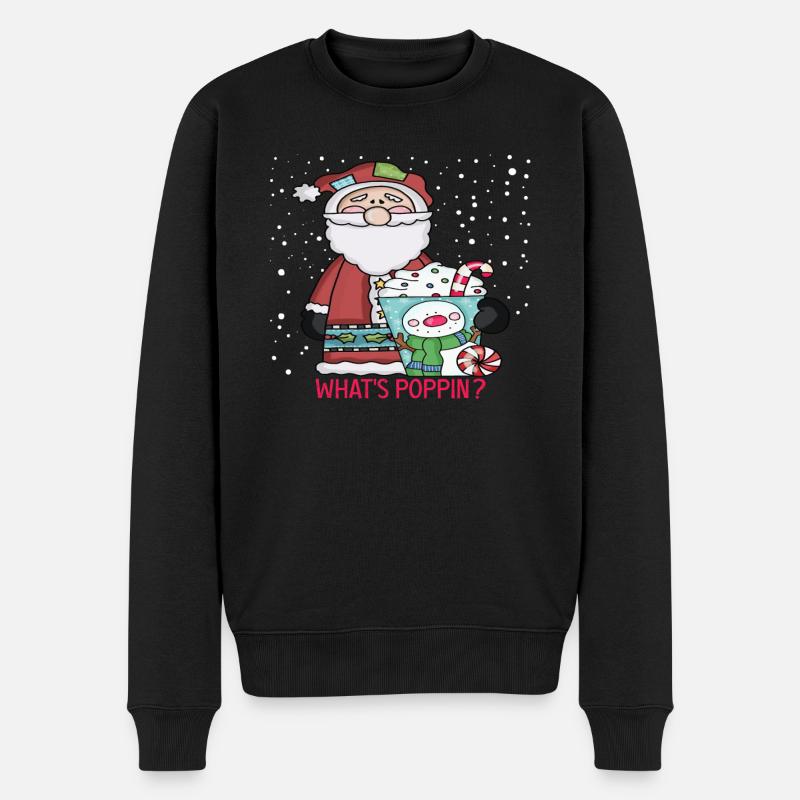 What s Poppin Santa - Männer Premium Bio Pullover - Schwarz