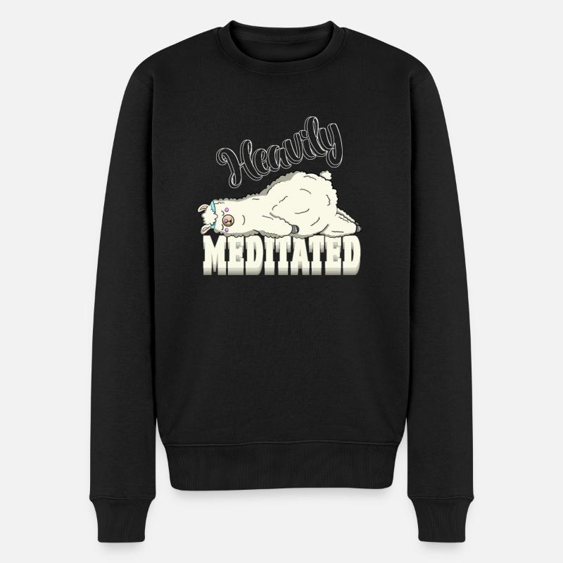 Peaceful But Heavily Meditated Yoga Alpaca Lazy - Männer Premium Bio Pullover - Schwarz