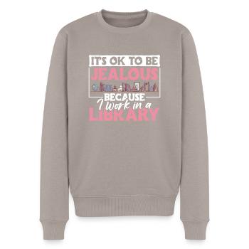 Its Okay To Be Jealous Books Library - Men's Premium Organic Jumper - taupe - Front - Nico (187cm)