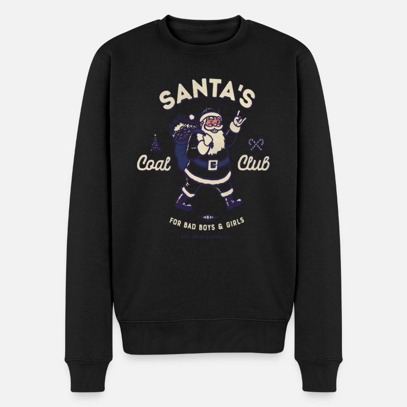 Christmas Santa's Coal Club - Männer Premium Bio Pullover - Schwarz