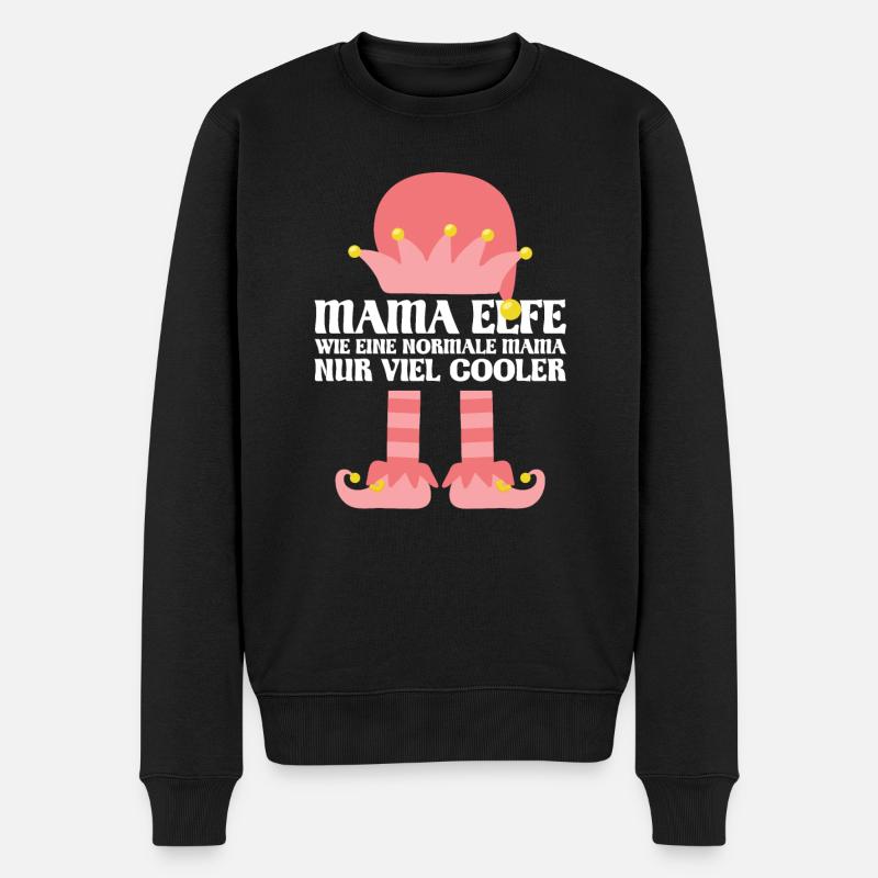 Mutter Elfe Mama Elf Geschenk - Männer Premium Bio Pullover - Schwarz