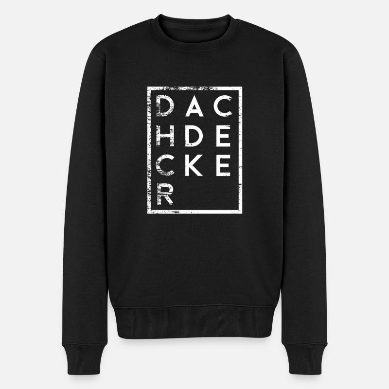 Dachdecker Minimalismus - Männer Premium Bio Pullover - Schwarz