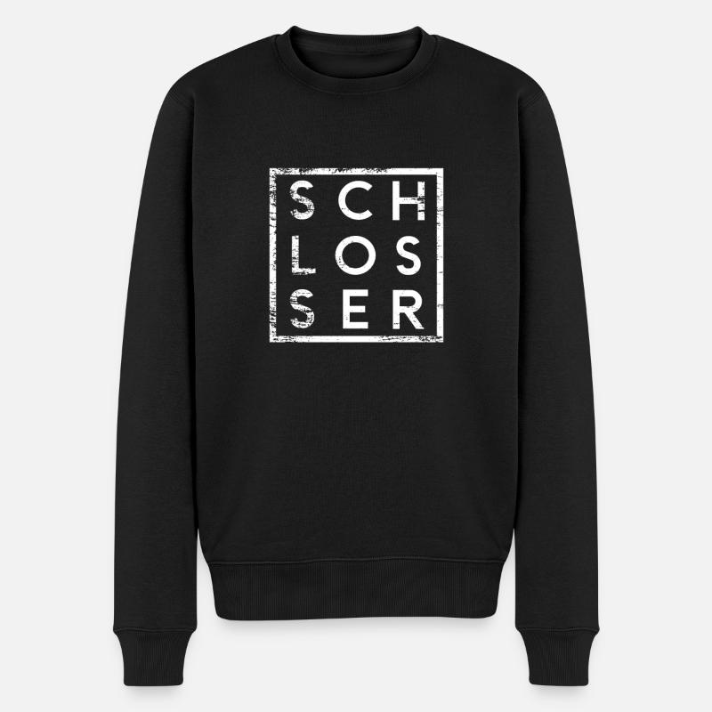 Schlosser Minimalismus Schlossermeister - Männer Premium Bio Pullover - Schwarz
