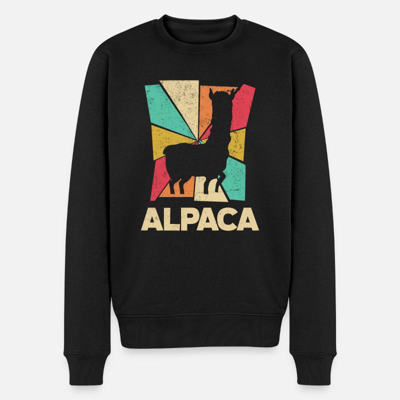 Alpagas Mammifères LLamas Silhouette d’Alpaga - Pull Premium bio Homme - noir