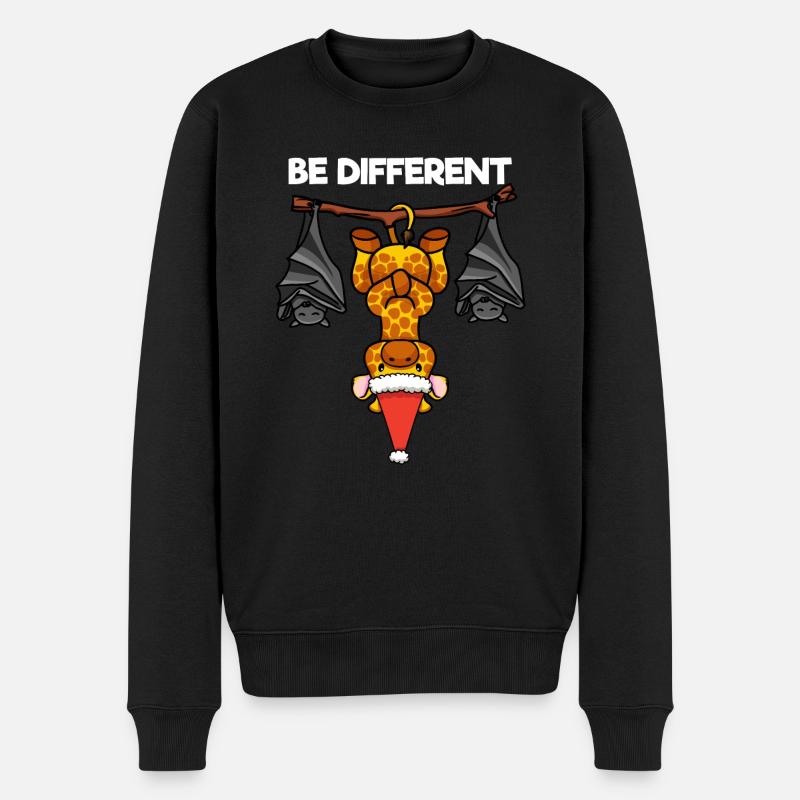 Be Different Giraffe Fledermaus Weihnachtsmann - Männer Premium Bio Pullover - Schwarz