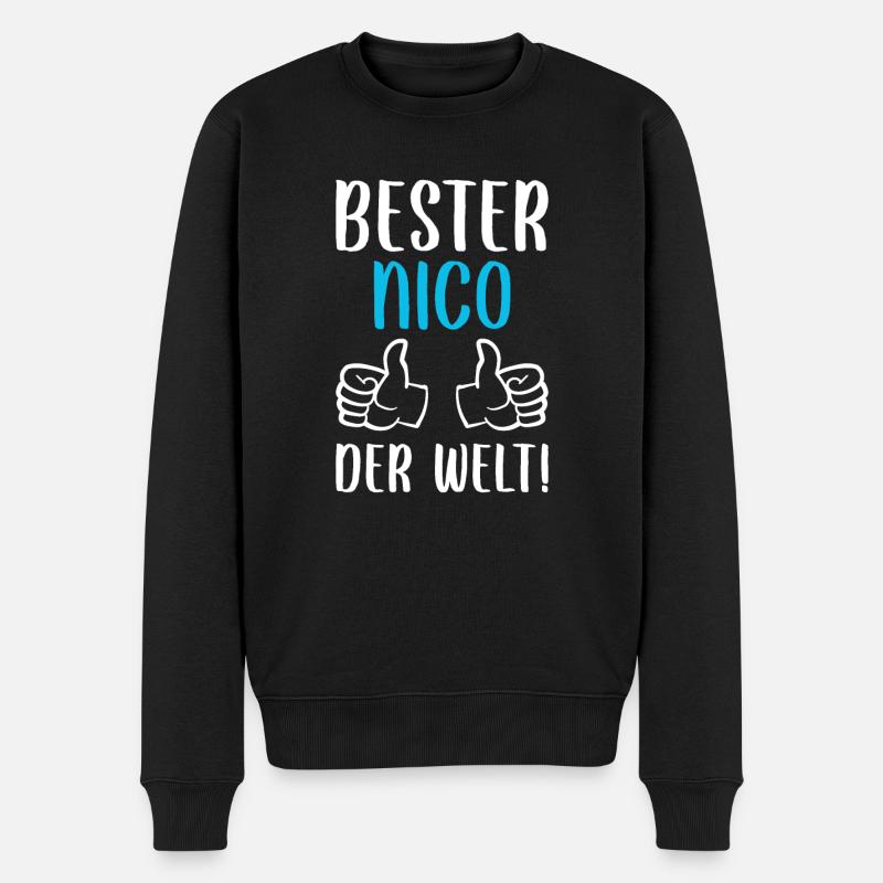 Nico Vorname Name Geburtstag - Männer Premium Bio Pullover - Schwarz