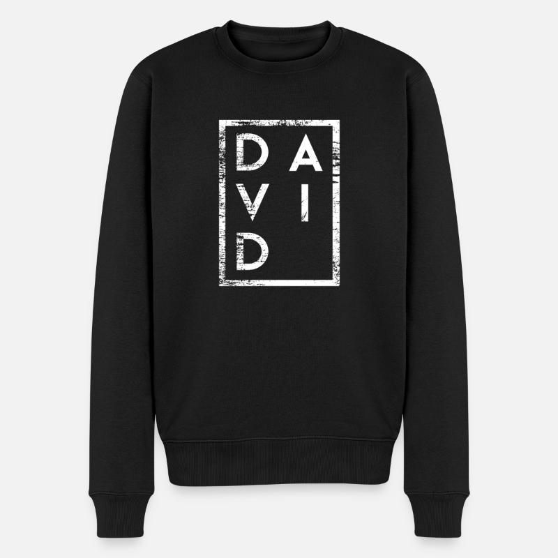 David Minimalismus - Männer Premium Bio Pullover - Schwarz
