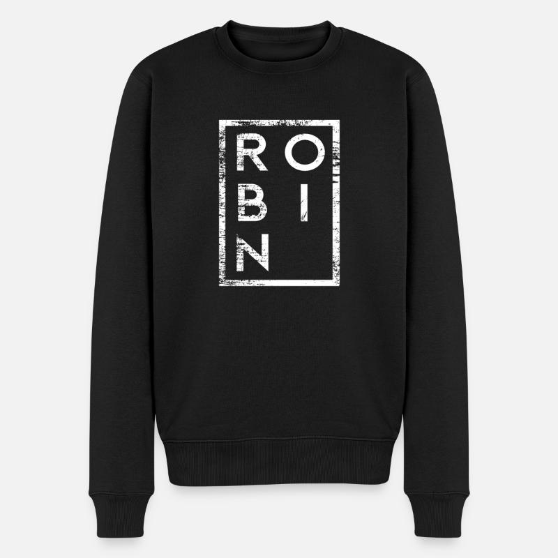 Robin Minimalismus - Männer Premium Bio Pullover - Schwarz