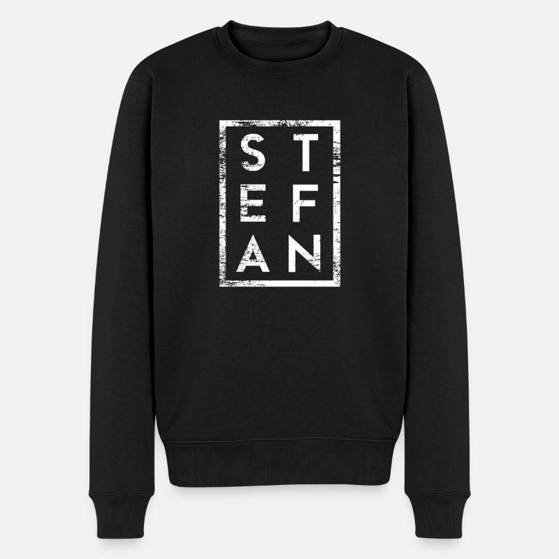 Stefan Minimalismus - Männer Premium Bio Pullover - Schwarz