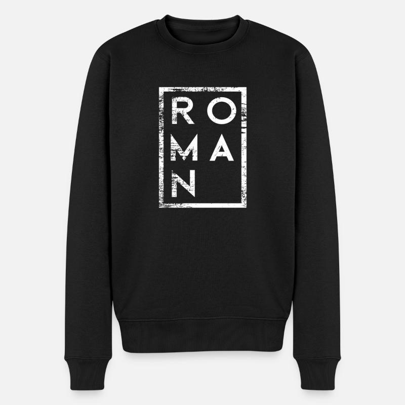 Roman Minimalismus - Männer Premium Bio Pullover - Schwarz
