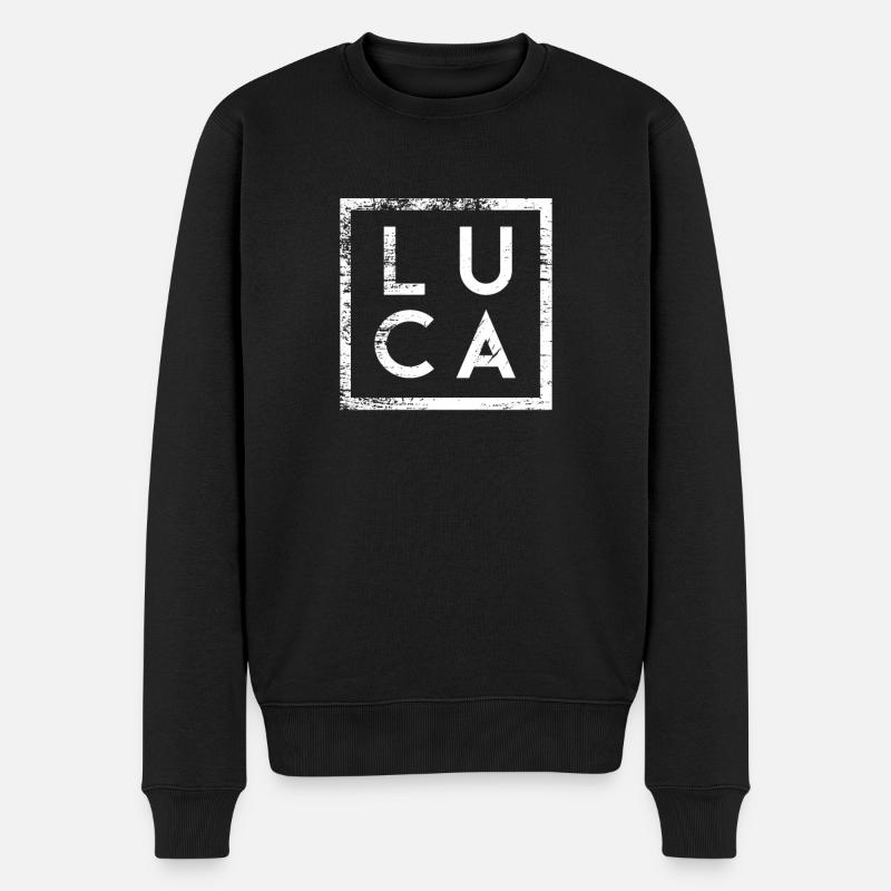 Luca Minimalismus - Männer Premium Bio Pullover - Schwarz