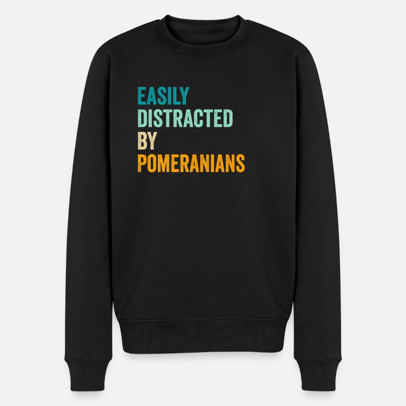 Facilement distrait par les Poméraniens - Pull Premium bio Homme - noir