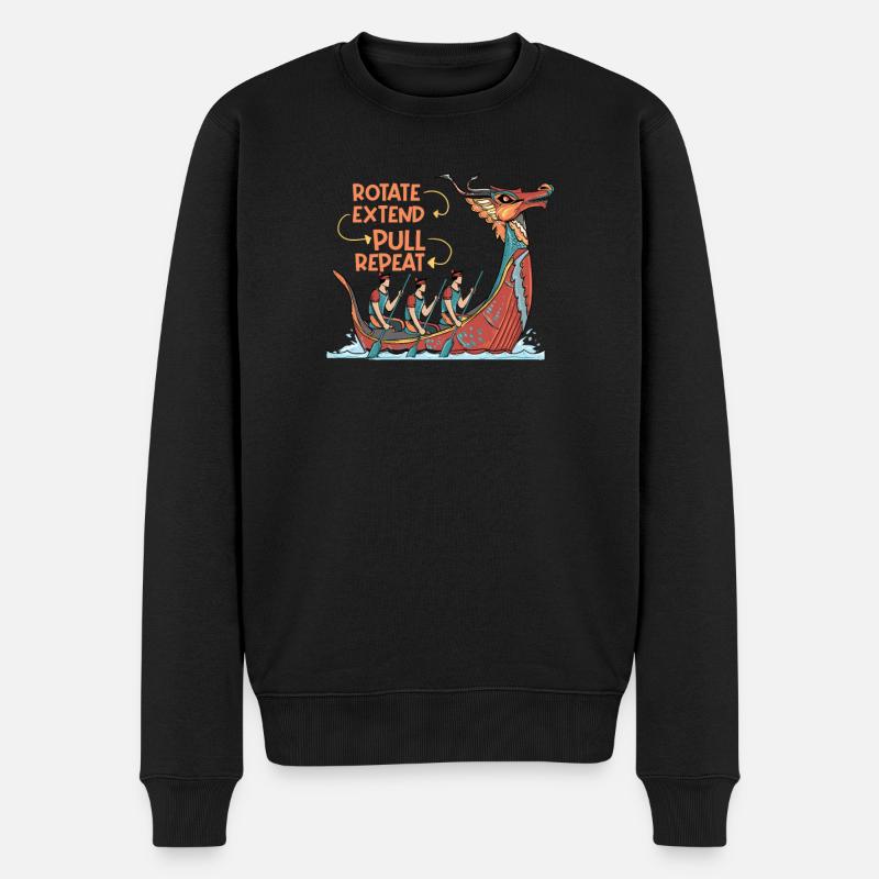 Drachenboot Paddelboot Japan japanisches Rudern - Männer Premium Bio Pullover - Schwarz