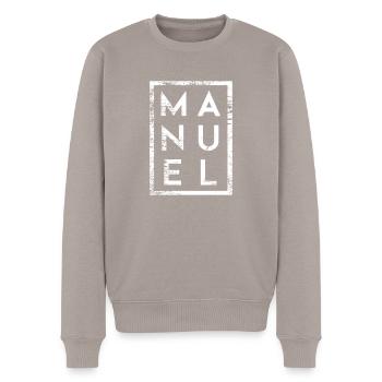 Manuel Minimalism - Men's Premium Organic Jumper - taupe - Front - Nico (187cm)