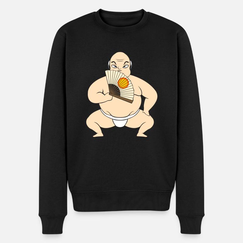 Samurai Funny Fun Naked - Männer Premium Bio Pullover - Schwarz